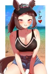 breasts brown_hair female hair smoke_klll umamusume