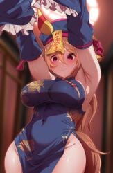 breasts chinese_dress dress female smoke_klll umamusume