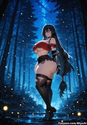 1girl ai_assisted ai_generated ass bamboo bangs bare_shoulders black_hair black_legwear blush boots breasts closed_mouth curvaceous curvy curvy_female curvy_figure elbow_gloves female forest gloves hair_between_eyes huge_breasts long_hair looking_at_viewer miyuai nature night outdoors red_eyes skirt sky smile solo standing tales_of_vesperia thick thick_ass thick_butt thick_hips thick_legs thick_thighs thighhighs thighs torn_clothes torn_legwear torn_skirt tree underboob velvet_crowe very_long_hair voluptuous voluptuous_female wide_hips wide_thighs