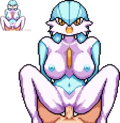 1boy 1girls alpha_channel alternate_color areolae belly big_breasts blue_hair blue_nipples blue_skin breasts cowgirl_position erection feet female gardevoir human humanoid interspecies looking_at_viewer male male_pov moan moaning navel nintendo nipples nude open_mouth orange_eyes orange_skin penetration penis pixel_art pixlube pokémon_(species) pokemon pokemon_(species) pokemon_rse pov pussy sex shiny_gardevoir shiny_pokemon short_hair simple_background spread_legs spreading straight teeth text tongue transparent_background vagina vaginal_penetration veins veiny_penis video_games watermark white_skin