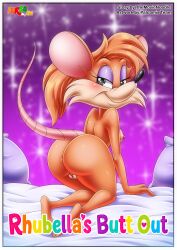 1girls anthro anus ass bbmbbf bed breasts comic cover_page female female_only fur34 furry looking_at_viewer nipples nude palcomix pillow pussy rat rhubella_rat rodent solo tiny_toon_adventures warner_brothers