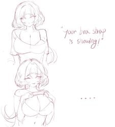 before_and_after bra bra_strap_is_showing_(meme) jane_doe_(zenless_zone_zero) meme nyanmei sketch smirk zenless_zone_zero