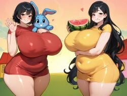 2girls afternoon aged_up ai_assisted ai_generated anime_style ass black_eyes black_hair brazilian brazilian_female breasts buckteeth bunny_plush characters chubby chubby_female comic comic_character curvy curvy_body drawn eating edited enormous_breasts exaggerated_anatomy fat fat_ass fat_female female female_focus female_only fertile fertile_hips food fourth_wall fruit full_mouth gemini grok hips holding_breast holding_object house long_hair looking_at_viewer magali massive_ass massive_breasts monica monica's_gang monica_(tdm) montage natural_breasts perchance_ai plushie pov red_dress sagging_breasts short_hair shyguy97 thick_thighs thighs tight_clothing turma_da_monica turma_da_monica_jovem voluptuous voluptuous_female watermelon waving waving_at_viewer wide_hips yellow_dress young younger_female