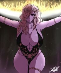 big_breasts blonde_hair dress elden_ring queen_marika_the_eternal reddokun