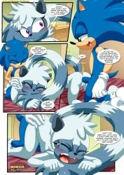 1boy 1girls a_tale_of_tangle's_tail_(comic) anal anal_sex anthro anus ass bbmbbf bed blush comic doggy_style female male male/female mobian_(species) mobius_unleashed nude palcomix penis pillow pussy sega sex sonic_(series) sonic_the_hedgehog sonic_the_hedgehog_(series) tangle_the_lemur tears