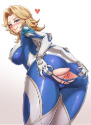 1girls anus ass ass_focus big_ass blonde_hair blue_bodysuit blue_eyes blush bodysuit censor_bar censored censored_pussy ear_piercing earrings exposed_anus female female_only fuhikari grabbing_ass grabbing_own_ass hair hands_on_ass heart hoop_earrings invisible_woman invisible_woman_(marvel_rivals) long_hair looking_back marvel marvel_comics marvel_rivals mature mature_female mature_woman milf presenting presenting_hindquarters pussy ripped_bodysuit ripped_clothing sideboob smile solo solo_female sue_storm superhero_costume superheroine tongue tongue_out vagina white_background
