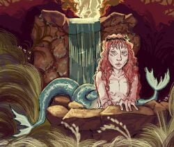 1boy 2_tails aquatic artistic_nude artistic_nudity blank_expression christianity cleft_lip congenital_disability deformed deformed_face detailed_background digital_drawing_(artwork) digital_media_(artwork) european_male european_mythology fish_boy fish_tail genderswap genderswap_(ftm) ginger ginger_hair half_animal holy_aura holy_water intellectual_disability male marine marine_humanoid melusine merfolk mermaid mermaid_tail mr_shrink mythological_creature mythological_marine mythology no_visible_genitalia nudity oc original original_character original_characters pink_eyes prophet_of_truth red_hair semirealistic shiny_nipples skinny skinny_male stone stone_wall tasteful tasteful_nudity taur tauren_male two_tails water_creature well yellow_sclera