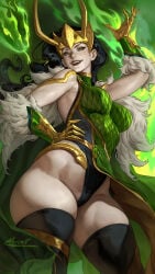 1girls aleriia_v big_breasts black_hair breasts female female_only lady_loki lady_loki_(marvel_rivals) loki_(marvel) loki_(marvel_rivals) long_hair marvel marvel_rivals thick_thighs thor_(series)
