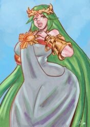 1girls bimbo female kid_icarus lore_accurate nintendo palutena patreon_request pranky solo