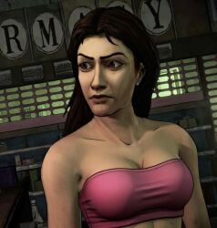 1girl 1girls ai_assisted brown_hair edit edited edited_art female female_focus female_only girl girl_only lilly_caul only_girl pink_shirt solo solo_female solo_focus solo_woman strapless strapless_dress strapless_top strapless_topwear telltale telltale_games the_walking_dead the_walking_dead_(series) the_walking_dead_(telltale) the_walking_dead_game white-skin white-skinned_female woman woman_only woman_solo