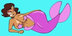 1girls 2026 5_fingers alternate_species ass big_ass big_breasts blue_background bra breasts brown_eyeshadow brown_hair cute dani_california eyeshadow female freckles freckles_on_face laying_down laying_on_side looking_at_viewer mermaid mermaid_tail mermay mermay2026 oboithisisfunky original original_character pink_eyes starfish_bra tagme tan tan-skinned_female tan_body tan_skin tanned tanned_body tanned_female tanned_skin two-tone_hair