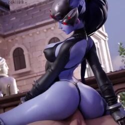 1boy 1girls 3d amelie_lacroix audiodude big_butt big_penis black_panties black_thong blizzard_entertainment blue_hair breasts cakiibb dark_hair female girl_on_top gloves headgear light-skinned_female light_skin long_hair male moan moaning moaning_in_pleasure overwatch overwatch_2 pale-skinned_male pale_skin purple-skinned_female sex sound straight_sex tagme very_long_hair video widowmaker