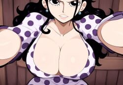 ai_generated big_breasts black_hair breast_focus cleavage close-up dress female huge_breasts mullon novelai one_piece solo thick_lips viola_(one_piece)