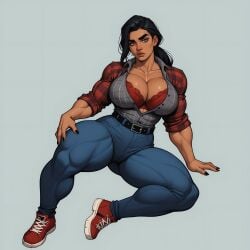 1female 1girls abs ai_generated belt biceps big_breasts big_calves big_thighs black_hair black_nails boots bra breasts bushy_eyebrows button_down_shirt cleavage cleavage_overflow clydemystik3 dark_hair dark_skin dark_skinned_female female female_focus female_only flannel flannel_shirt hand_on_ground hand_on_knee huge_breasts jeans julia_santos latina latina_female lean_body lean_figure lean_muscle lean_muscles legs_apart lips long_hair looking_at_viewer mature mature_body mature_figure mature_woman muscle_girl muscle_mommy muscles muscles_through_clothes muscular muscular_arms muscular_female muscular_legs muscular_thighs original_character padded_bra pants ponytail round_breasts shirt shirt_open sitting sneakers solo solo_female solo_focus tan-skinned_female tan_skin thick thick_thighs thighs tight_clothing tight_jeans tight_pants tired_expression tired_eyes tomboy voluptuous voluptuous_female wavy_hair wide_hips yodayo