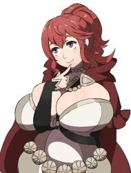 alternate_breast_size anna_(fire_emblem) breasts_bigger_than_head child_bearing_hips fire_emblem fire_emblem_awakening fully_clothed gigantic_breasts huge_breasts intelligent_systems notnoe_(dxcl) ponytail red_eyes red_hair thick_thighs