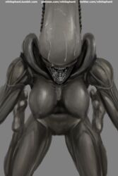 2018 alien alien_(franchise) alien_girl ass beast_(disambiguation) belly black_body black_skin breasts claws cum cum_drip cum_in_mouth cum_inside cum_on_face dangerous dripping eating_cum enjoying eye_contact eyeless feet female female_xenomorph feral_only first_person_view humanoid lips looking_at_viewer monster_girl_(genre) nihilophant nipples oral presenting pussy seductive smile teeth text toes wide_hips xeno xenomorph