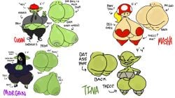 bald big_areola big_ass big_belly big_breasts big_butt big_nipples big_thighs black_hair cuban female_goblin goblin goblin_female goblins hyper_ass hyper_belly hyper_breasts hyper_butt masha morgan red_hair theslashfive tina toad_(mario)