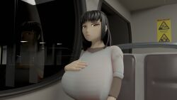 1girls 3d anime_style baggy_clothing big_breasts black_hair brown_eyes busty busty_female curvy dress female huge_boobs meli(thaciusblack) metro oc original_character straight_hair thaciusblack train