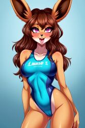 ahe_gao ai_generated eevee furry_female pink_eyes pokemon pokemon_(species) swimsuit