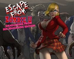 big_breasts blonde_hair english_teacher english_text escape_from_zombie_u female glasses human male mayorto melody_farrington red_eyes student teacher video_games zombie zombie_girl