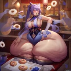 ai_generated big_ass big_breasts cellulite chubby_thighs fat_ass fat_legs fat_thighs genshin_impact huge_ass hyper_ass hyper_butt keqing_(genshin_impact) massive_ass massive_butt simplemenofculture thick_thighs thighhighs thighs weight_gain wide_hips wide_thighs