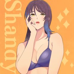 1girls alluring big_breasts bikini black_and_blue_hair blue_fingernails cleavage dead_or_alive dead_or_alive_xtreme dead_or_alive_xtreme_2 dead_or_alive_xtreme_3_fortune dead_or_alive_xtreme_beach_volleyball female koni_shiki konishiki_(52siki) shandy_(doa) tecmo yellow_eyes