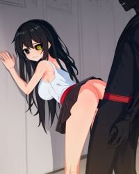 1boy 1girls against_wall ai_generated anonymous_male ass belt black_eyes black_hair black_sclera black_skirt crying drew_henderson heterochromia highres large_breasts long_hair looking_back oc_(osmondai) original original_character osmondai pleated_skirt rape red_belt scared sex skirt stable_diffusion straight straight tank_top tears upskirt vaginal_penetration vaginal_penetration white_shirt yellow_eyes