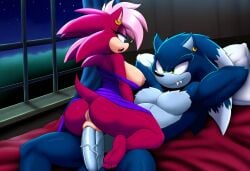 ai_generated ass blue_body breasts incest incest_(lore) magenta_fur male/female pink_hair sex sonia_the_hedgehog sonic_(series) sonic_the_hedgehog sonic_the_hedgehog_(series) sonic_underground sonic_x_sonia straight veiny_penis