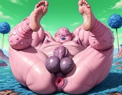 1boy 1male ai_generated alien anime anus_focus ass ass_focus balls big_balls big_muscles big_penis booster_rex daddy dodoria dragon_ball dragon_ball_z erect_penis erection fat fat_man gay huge_balls huge_cock huge_muscles looking_at_viewer male male_only muscles muscular muscular_male obese obese_anthro obese_male penis pink_body pink_skin presenting presenting_anus purple_lipstick spread_legs