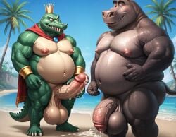 2boys 2males abs ai_generated alligator anthro balls bara beach big_balls big_muscles big_nipples big_pecs big_penis booster_rex chest_hair crocodile crown cum cum_drip cum_on_body cum_on_penis cumming_together cumshot daddy dilf donkey_kong_(series) dreamworks ejaculation erect_nipples erection furry furry_male gay green_body green_skin grey_body hair hairy hairy_male happy_trail hippopotamid hippopotamus huge_balls huge_cock huge_muscles huge_nipples huge_pecs hunk k_rool kremling madagascar_(series) madagascar_escape_2_africa male male/male masturbation moto_moto muscular muscular_anthro muscular_male nintendo nipples nude obese obese_anthro obese_male orgasm overweight overweight_anthro overweight_male paramount_pictures pecs penis pubic_hair red_cape reptile scalie thick_eyebrows water yaoi yiff