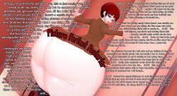 3d 3d_model 3d_render ass_bigger_than_head ass_expansion blue_eyes brown_uniform caption danganronpa danganronpa_2:_goodbye_despair english english_text freckles freckles_on_face gender_transformation gigantic_ass hips_wider_than_shoulders huge_ass jinvin koizumi_mahiru mtf_transformation photography red_hair story_in_picture stuckage text theaream wide_hips