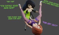 3d ann_possible black_hair disney dress female futa_on_female futadom futanari garter_straps heperson high_heels kim_possible lingerie milf pussy red_hair sex shego voyeur voyeurism yuri