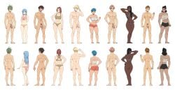 6+boys 6+girls abs absurdres arm_behind_head arm_up ass bandages bandages_around_chest bare_arms black_hair black_panties blonde_hair blue_eyes blue_hair boxer_briefs bra breasts brown_eyes brown_hair cfnm claws cleavage closed_mouth clothed_female_nude_male crotch dark_skin dimples_of_venus dreadlocks elf feet fingernails flaccid foreskin glans green_bra green_panties groin growling hand_on_neck hand_on_own_hip highres ichan ichan-desu ignition_crisis large_breasts large_penis long_hair looking_at_viewer male_pubic_hair male_underwear midriff multiple_boys multiple_girls multiple_views muscular navel nipples nude official_art open_mouth orange_hair pale_skin panties parted_lips pectorals penis pink_bra pink_panties pointy_ears ponytail pubic_hair salute scar scar_on_face scratching scratching_ass sgt_crisis sharp_fingernails sharp_teeth short_hair simple_background small_breasts smile spiked_hair standing stomach teeth testicles thighs third-party_edit thong tongue tongue_out underwear urethra veins veiny_penis werewolf white_background yellow_eyes