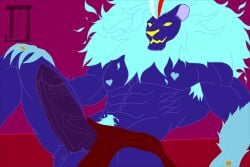 absurd_res ales_ness anthro asmodeus_(helluva_boss) demon felid feline genitals helluva_boss hi_res lion male mammal muscular muscular_male panthera pantherine penis solo