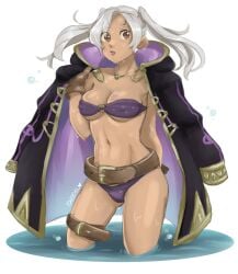 belt bikini coat exekylart female fire_emblem fire_emblem_awakening fire_emblem_heroes nintendo nipple_bulge robin_(fire_emblem) robin_(fire_emblem)_(female) solo twintails wet