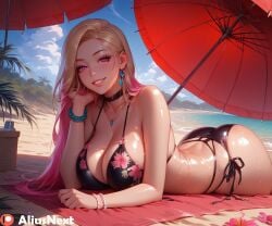 1girls 2boys ai_generated aliusnext beach bikini blonde_hair breasts cheating cheating_(relationship) cheating_female cheating_girlfriend cuckold female kitagawa_marin multicolored_hair netorare ntr nymphomania patreon pink_eyes slut sono_bisque_doll_wa_koi_wo_suru