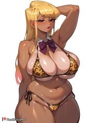 1girls ai_generated armpits blonde_hair brazilian_komi cameltoe eyebrows_visible_through_hair female female_only gyaru gyaru_gal gyarufication gyarufied komi-san_wa_komyushou_desu komi_shouko long_hair navel rocksolidart solo solo_female tan tan-skinned_female tan_body tan_skin tanline tanned tanned_skin thick_thighs wide_hips