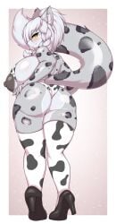 big_ass big_breasts breasts bubble_butt cow_print female female_only furry huge_ass huge_breasts nipples solo tagme tailzkim thick_thighs wide_hips