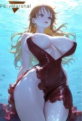 1girls ai_generated areola_slip big_breasts brown_eyes busty curvy curvy_figure dress female female_only huge_breasts lips lipstick long_hair marshalperv nami narrow_waist one_piece orange_hair pervmarshal red_clothing red_lipstick shiny_skin solo solo_female solo_focus tagme tagme_(artist) thick_thighs thin_waist wide_hips