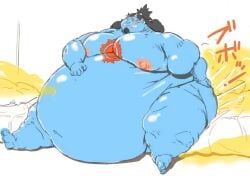 1boy belly big_belly black_hair blue_skin decadecakumapon enormous_belly fart_fetish fat fat_belly fat_rolls gassy gigantic_belly huge_belly humanoid jinbe kumapon large_belly male male_only moobs morbidly_obese morbidly_obese_male nipples obese obese_male one_piece oni overweight overweight_male ssbhm