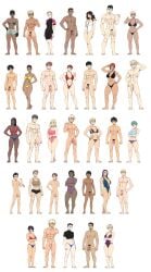 6+boys 6+girls abs absurdres arms_up bare_arms bare_legs bikini black_bikini black_hair blonde_hair blue_bikini blue_eyes bodysuit breasts brown_eyes brown_hair camouflage camouflage_bikini cfnm circumcised circumcision_scar cleavage closed_mouth clothed_female_nude_male crotch dark-skinned_female dark-skinned_male dark_skin diving_suit facial_hair feet female female_pubic_hair flaccid foreskin glans green_eyes green_hair grey_hair groin hand_on_own_hip highres human human_female human_male ichan large_penis light-skinned_female light-skinned_male light_skin long_hair looking_at_viewer male male/female military moustache multiple_boys multiple_girls multiple_views muscular muscular_female muscular_male navel nipples nude one-piece_swimsuit pale_skin parted_lips pectorals penis pink_one-piece_swimsuit pubic_hair purple_hair purple_one-piece_swimsuit red_bikini red_hair salute scar scar_on_face short_hair shorts simple_background smile spiked_hair standing stomach sunglasses swimsuit tan tanline teeth testicles thighs thumbs_up uncut urethra veins veiny_penis wetsuit white_background yellow_bikini