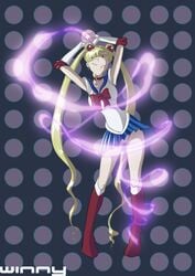 bishoujo_senshi_sailor_moon blonde_hair choker closed_eyes double_bun earrings female gloves long_hair sailor_moon school_uniform uniform usagi_tsukino winny_(artist)