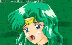 90s bishoujo_senshi_sailor_moon blue_eyes female green_hair long_hair michiru_kaiou november_kelly open_mouth sailor_neptune tagme tiara