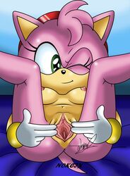 amy_rose anthro anus ass female female_only green_eyes hamme hedgehog looking_at_viewer nokcix pov pussy sega solo sonic_(series) sonictopfan vaginal_penetration