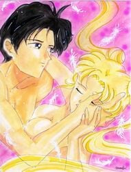 1997 1boy 1girls artist_request bishoujo_senshi_sailor_moon breasts closed_eyes female male mamoru_chiba medium_breasts nude smooth_skin tagme usagi_tsukino