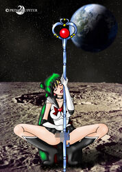 bishoujo_senshi_sailor_moon censored clothing earth erect_nipples erect_nipples_under_clothes green_hair moon prince_jupiter sailor_pluto setsuna_meiou skirt small_breasts space tagme