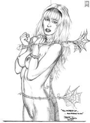 00s 1girls 2000s 2007 blonde_hair bondage des_manders greyscale gwen_stacy gwen_stacy_(classic) hairband marvel marvel_comics monochrome naked nipples pussy spider-man_(series) straight_hair tagme webbed-hands