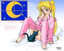 1990s 1992 20th_century 2girls bishoujo_senshi_sailor_moon blonde_hair blue_eyes cat cunnilingus dated female female_only feral feral_on_female feral_on_human fur human kiraboshi luna_(sailor_moon) pajamas tagme usagi_tsukino yuri zoophilia