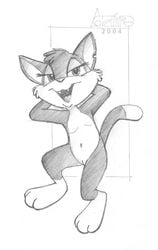 2004 animaniacs cat color feline female female_only feral front_view fur furry furry_only graphite_(medium) hands_behind_head nude rita_(animaniacs) rita_and_runt solo tagme vulva