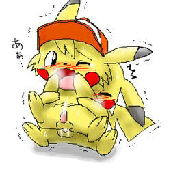 2boys ashchu blush cum furry gay hat male male_only nintendo pasaran penis pikachu pokémon_(species) pokemon pokemon_rgby rodent sex sweat tail testicles video_games yaoi